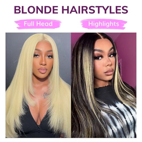 IDN BEAUTY 14 Inch Seamless Clip In Human Hair Extensions, 110g Blonde Remy