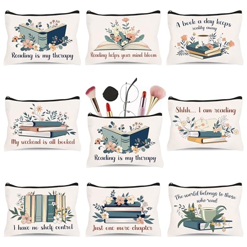 Bayelove Green Book Lover Makeup Bag Set for Women - 8 Pcs Bookish Gifts