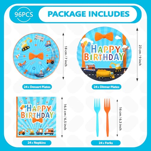 Blue Orange Cartoon Birthday Party Decorations Set for 24