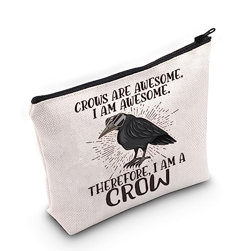 Crows Are Awesome Makeup Bag - LEVLO Cotton Cosmetic Pouch