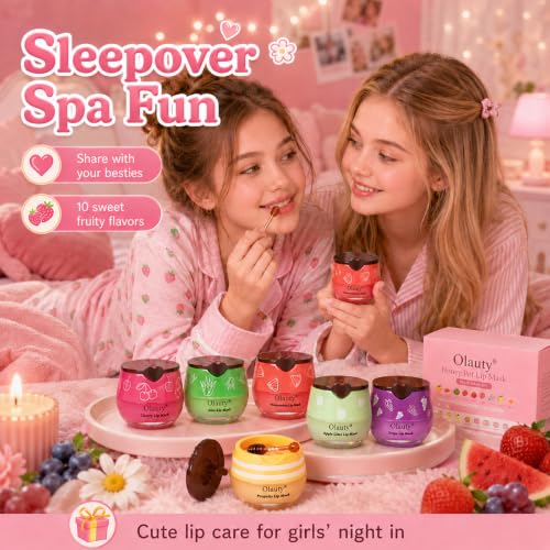 8-Piece Bee Lip Balm Set with Honey & Fruit Flavors - Hydrating Lip Masks