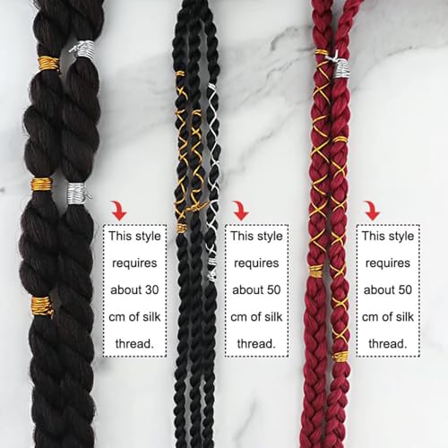 Silver Large Hair Strings for Braids Dreadlocks Hair Wraps Party Decorations 5M