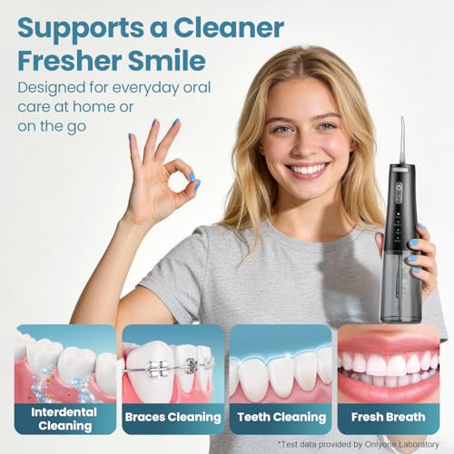 Onlyone Black Water Flosser with Adjustable Pressure for Oral Care