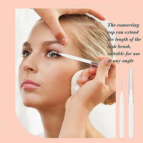 Lallisa 100pc Micro Eyebrow Spoolie Brushes with Caps for Lash Extensions