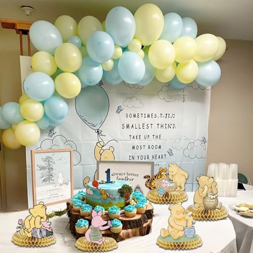 Winnie the Pooh Centerpieces - 9pcs Honeycomb Table Decor for Baby Shower & Birthday Parties