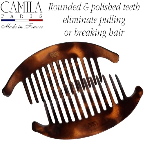 Camila Paris CP2430/2 French Tortoise Shell Hair Combs for Elegant Updos, Strong Hold French Twist Hair Accessories for Women