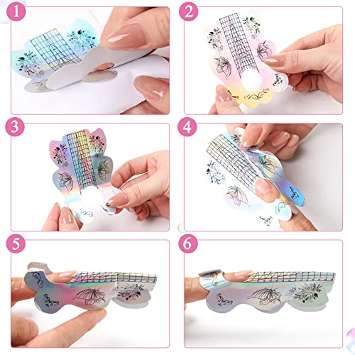 YINGJEE 200PCS Pink Acrylic Nail Form Tips for Nail Extension DIY Manicure - 0.4 Fl Oz