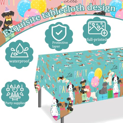 Candy Chef 4-Color Dog Birthday Tablecloths - Let's Pawty Party Supplies