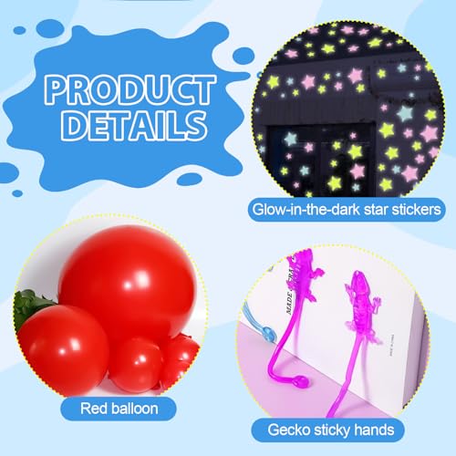 74 Pcs Blue Dog Party Favors Set - Sticky Geckos, Balloons & Stars