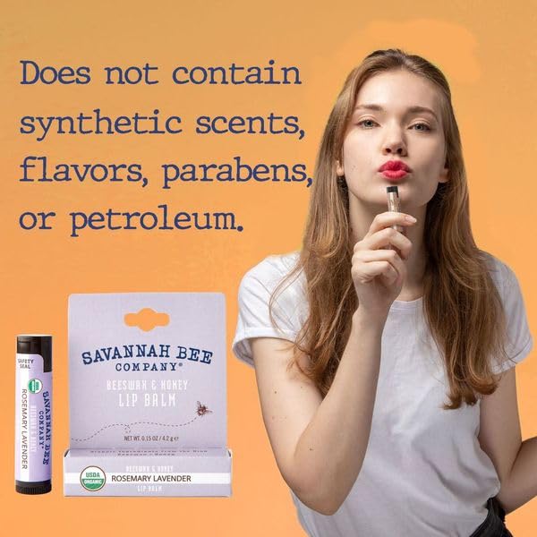 Savannah Bee Company Mint Lip Balm with Hanger - Natural Beeswax (2 Pack)