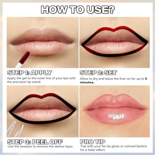 Cilrofelr Peel Off Lip Liner Stain - Long Lasting, Waterproof, Matte Finish (N-Nude Pink)