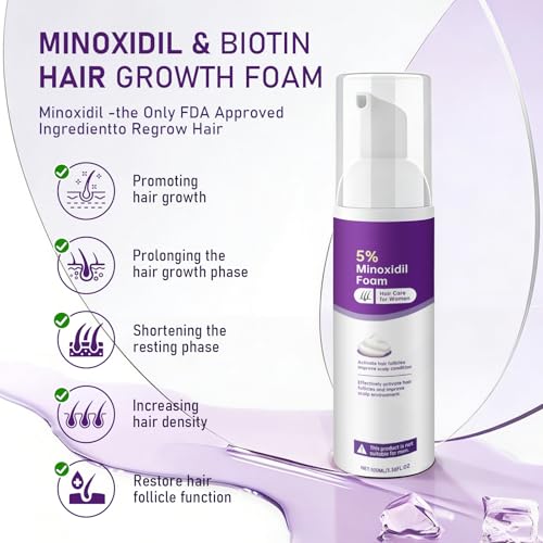 Fugit 5% Minoxidil Foam for Women Hair Growth - Thicker, Fuller Hair, 2 Bottles