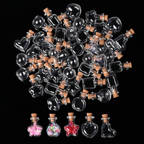 40 PCS Geometric Glass Bottles with Cork Stoppers for Crafts
