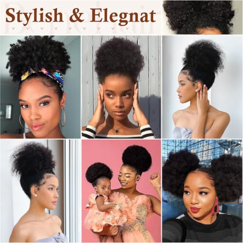 AISI QUEENS Large Kinky Curly Afro Puff Ponytail Extension - Black