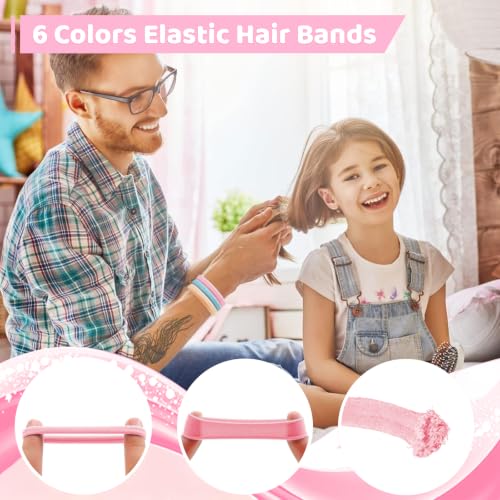 Girls Hair Accessories Kit 76-Piece Set with 3-Tier Rotating Pink Organizer