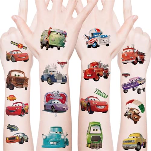 CAR20 20-Pack Kids Cars Temporary Tattoos Waterproof Body Art Stickers