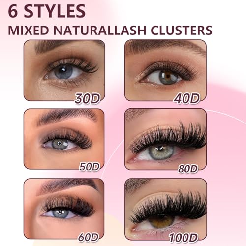 NuoNuole 694pcs Lash Extension Kit with 30D-100D Clusters & Tweezers