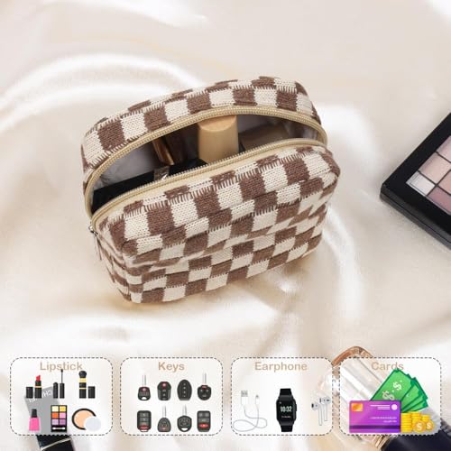 FFpaw Brown 3-Piece Makeup Bag Set for Women - Travel & Organizer