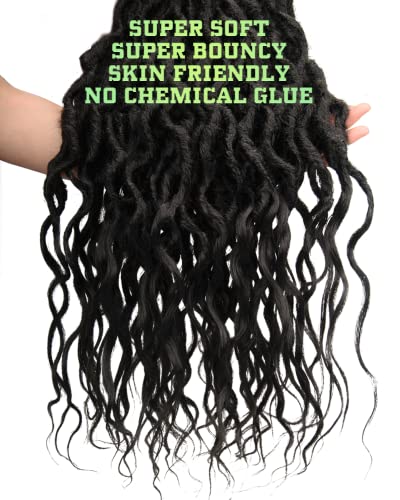 Goddess Faux Locs Crochet Hair 24 Inches 6 Packs Natural Black Wavy Dreadlocks