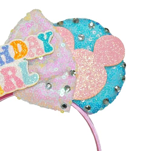 ZHENNAN Pink & Blue Glitter Birthday Girl Headbands - Women & Men Hair Accessories