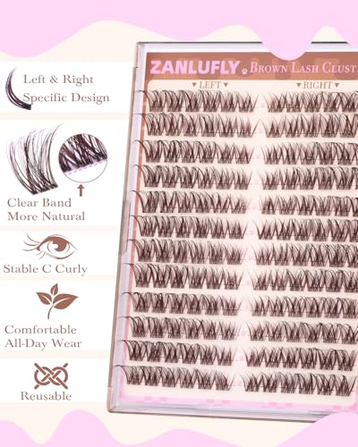E-Brown & Cat Eye Lash Clusters - Light Volume, Reusable 10-16mm DIY Eyelash Extensions