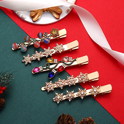 NVENF Style C Christmas Rhinestone Snowflake Hair Clips Set Holiday Hair Accessories