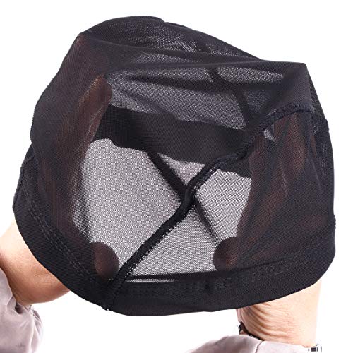 YANTAISIYU 2 Pcs Black Mesh Wig Caps - Stretchable Nylon Dome Caps