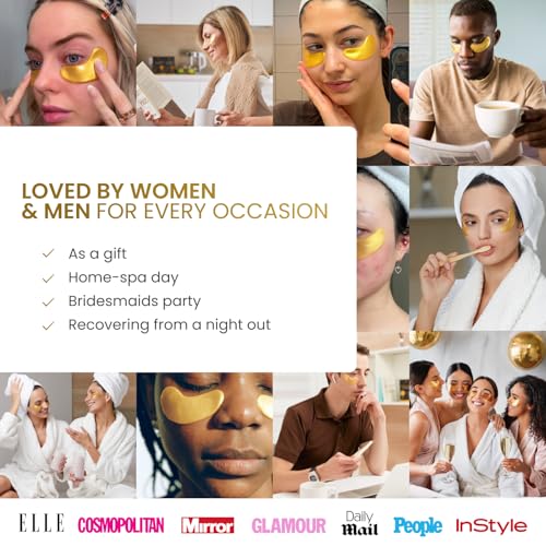 24K Gold Under Eye Patches - 20 Pairs for Dark Circles & Puffiness