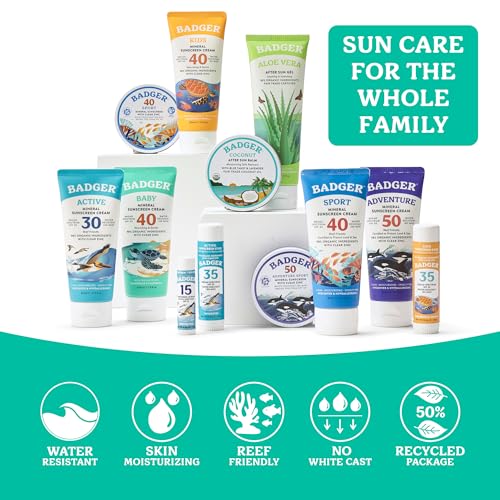 Badger Mineral Baby Sunscreen Cream, SPF 40, Non-Nano Zinc, 2.9 fl oz
