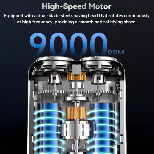 Mini Electric Shaver for Men - Waterproof Rotary Razor with LED Display