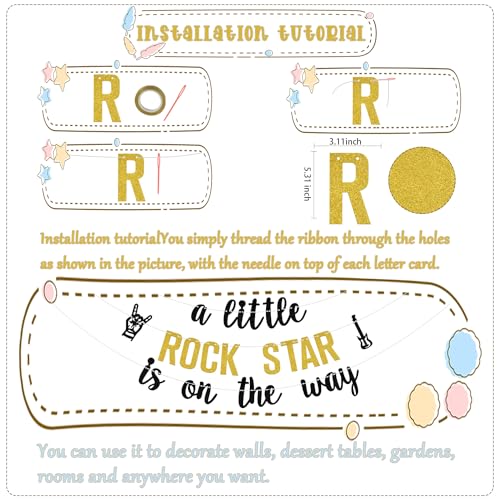 A Little Rock Star is On The Way Banner - Baby Shower Party Decor