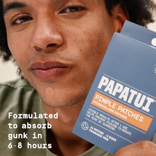 PAPATUI Men’s Hydrocolloid Pimple Patches - Acne Spot Treatment, 36 Count
