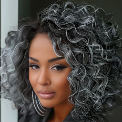 Pre Looped GoGo Curl Crochet Hair 10 Inch 1B/Grey - 8 Packs