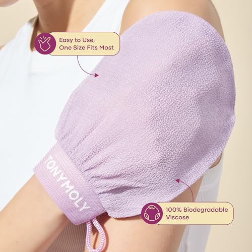 TONYMOLY Plum Bum Exfoliating Gloves - Korean Deep Scrub Towel 2pk