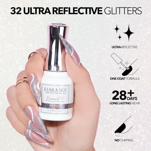KIARA SKY Diamond FX Reflective Gel Polish Lightning - Neon Glitter Nail Color