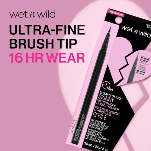 wet n wild Mega Last Breakup Proof Liquid Eyeliner - Waterproof, Ultra-Fine Brush, 16-Hour Wear - Pack of 2
