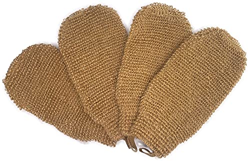 Natural Hemp Exfoliating Bath Glove Mitt - Deep Clean & Skin Smoothing (4 Pack)