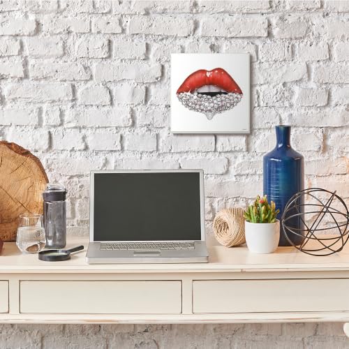 Glam Gem Lips Wall Art Plaque - 12x12 Inch Mounted Print