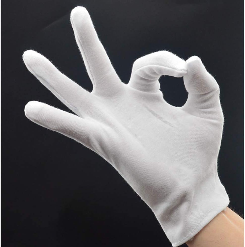White Cotton Gloves for Eczema Relief - Breathable Moisturizing Spa Liners | Soft Stretchy Fit for Men & Women, Sizes S-M-L