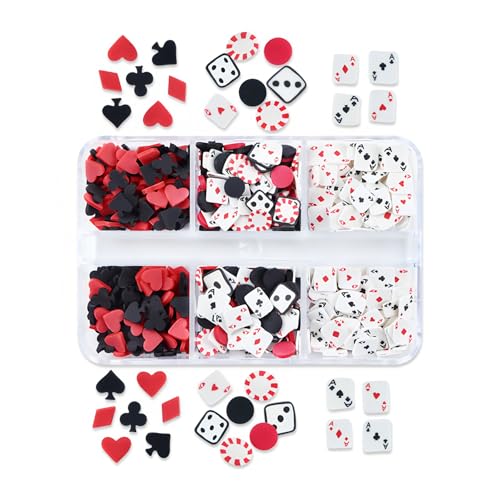 3D Poker Nail Art Charms - 6 Grids Mixed Designs for DIY Manicure