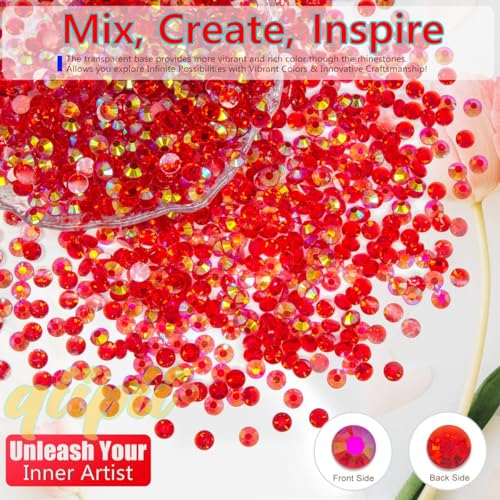 Red AB Resin Rhinestones Bulk 3mm 4mm 5mm Flatback Gems for Nails Makeup Crafts