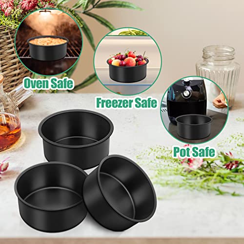 TeamFar 4-Inch Non-Stick Round Cake Pan Set of 3 - Healthy Stainless Steel