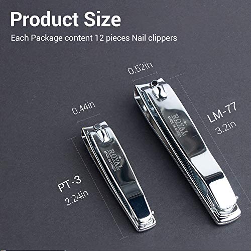 ROYAL Silver Large Nail Clippers with Curved Blades - 12PCS