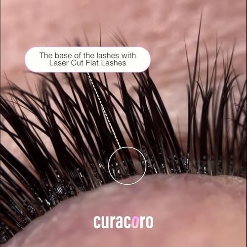 Curacoro Laser Flat Lash Extensions 0.15 CC Curl 7-15mm - Long-Lasting Professional Eyelash Extensions