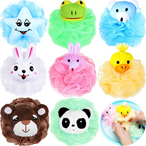 Boao 8-Pack Kids Animal Bath Sponges - Soft Loofah Scrubbers