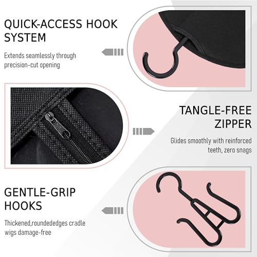 6PCS Anti-Static Wig Storage Bags with Hanger - Black 23.5inch