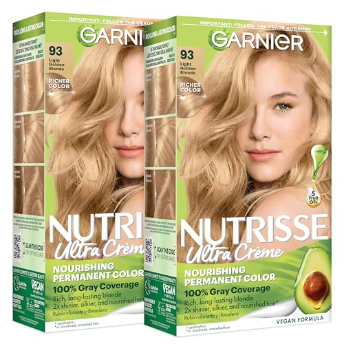 Garnier Nutrisse Ultra Crème Hair Color 93 Light Golden Blonde (Honey Butter) - 2 Count