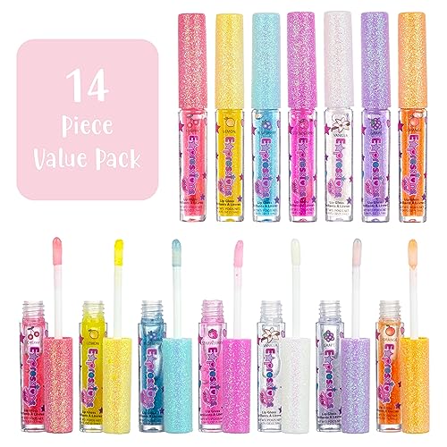 14pc Fruity Flavored Lip Gloss Set - 2 Packs of 7 oz Wands