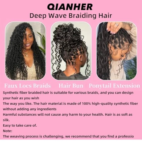 Burgundy Red Deep Wave Braiding Hair - 26 Inch, 2 Packs for Black Women