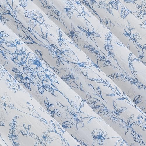 No. 918 Ambree Vintage Floral Sheer Curtain Panel - 51" x 63" Chinoiserie Blue